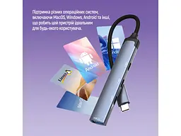 Мультипортовий адаптер ColorWay USB-C 4-in-1 USB-C2.0х3/USB3.0 (CW-HUB07) - мініатюра 10