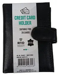 Картхолдер Dugros RFID захист натуральна шкіра кнопка Чорний - мініатюра 2