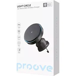 Автотримач із бездротовою зарядкою Proove Light Circle 15W (WHLC15010001) [136217] - мініатюра 3