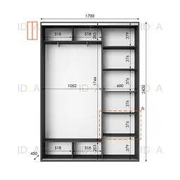 Шафа-купе Idea серія 1 170 x 45 x 240 см Антрацит Дзеркало - мініатюра 2