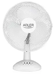 Настільний вентилятор Adler AD 7304 White, 40 см, 55 Вт, 3 швидкості, поворотний, регулювання нахилу, для дому та офісу