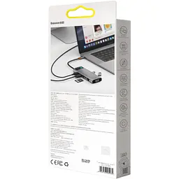 Концентратор Baseus USB3.1 Type-C to USB C(PD)100W/HDMI 4K 30Hz/VGA/USB3.2/RJ45/SD+TF,9in1 Grey (CAHUB-CU0G) - мініатюра 9