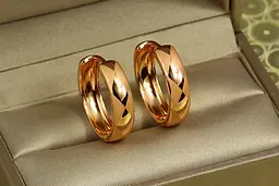 Сережки Xuping Jewelry колечки шагреньові з ромбічним узором 2,2 см золотисті - мініатюра 2