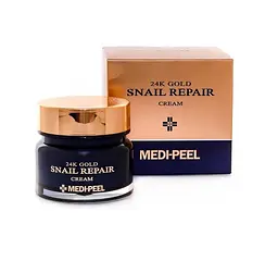 Крем для обличчя з колоїдним золотом та муцином равлика 24k Gold Snail Repair Cream Medi-Peel 50 мл - мініатюра 3