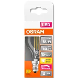 Лампочка Osram LED CL P60 DIM 6,5W/827 230V FIL E14 10x1 (4058075447875) - мініатюра 5