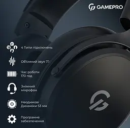Ігрові бездротові навушники GamePro HSW-191-BL Asgard Skadi Wireless 7.1 Black - мініатюра 17