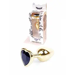Анальна пробка із кристалом B-Series Jewellery Gold Heart Plug Black, 7х2,7 см, чорний - мініатюра 9