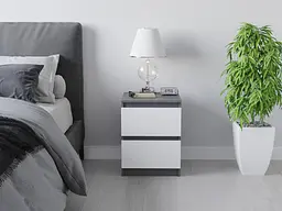Тумбочка на 2 шухляди Moreli T-225 Ш400/В530/Г400 Антрацит-Білий - мініатюра 3