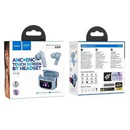 Бездротові навушники Hoco Sandy EQ21, true wireless, ANC, ENC, noise reduction touch screen, BT headset, BT5.4, 40mAh, 400mAh, blue - мініатюра 4
