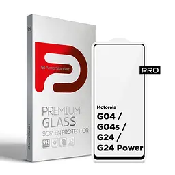 Захисне скло на Motorola G24 Power/G04/G24/G04s з олеофобним покриттям, Pro, повне проклеювання, антистатичний і пиловідштовхуючий шар, 9H, самоклеючеся, 2.5D, на весь екран, антистатичний клей, ArmorStandart (ARM74296)