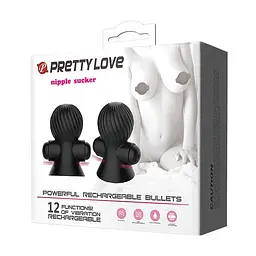 Помпи для сосків з вібрацією Pretty Love Nipple Suckers 7.2 см чорний - мініатюра 8