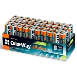 Батарейка ColorWay AA LR6 Alkaline Power лужні х 40 colour box (CW-BALR06-40CB)