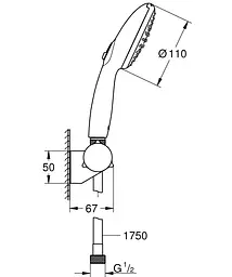 Душовий гарнітур Grohe Tempesta 2 режими струменя 110 27601003, Хром - мініатюра 8