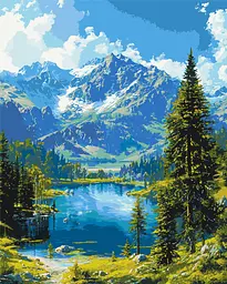 Картина за номерами Пейзаж. Гірський спокій © 40*50 см Орігамі LW 30990