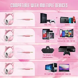 Дротова ігрова гарнітура Onikuma Gaming CAT with LED X11, USB, 3.5mm, 2.2m, pink - мініатюра 4