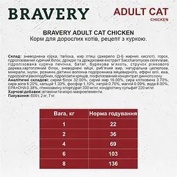 Сухий корм для котів Bravery Adult Cat Chicken з куркою 600 г - мініатюра 2