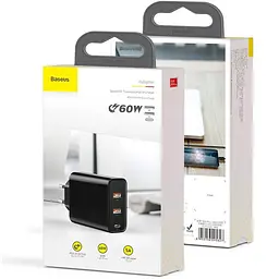 Мережевий зарядний пристрій Baseus Speed ​​PPS Quick Charger 2USB + 1Type C 60W CCFS-G01 Black - мініатюра 2