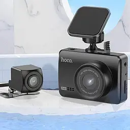 Відеореєстратор Hoco DV3 2.45-inch display with rear camera (1080P+720P) Black - мініатюра 4