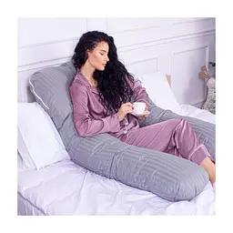 Подушка MirSon для вагітних і відпочинку Satin Stripe №8027 U-подібна Light Gray (2200006178651) - мініатюра 8