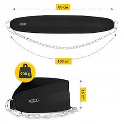 Пояс атлетичний для обтяження 4FIZJO Dip Belt 100 см Black (P-5905973402262) - мініатюра 6