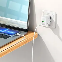 Зарядний набір блок Hoco C111A 2 порти USB A + C 30 Вт і кабель type-C Lightning - мініатюра 2