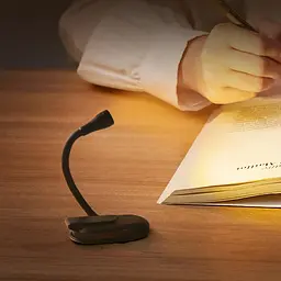 Ліхтарик-закладка для читання книг LED на кліпсі LJC-182 чорний — заряд до 10 годин - мініатюра 10