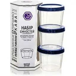 Набір контейнерів НАРОДНИЙ ПРОДУКТ 3шт пластикових з кришкою 88и