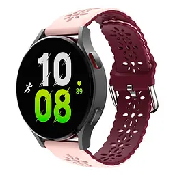 Ремінець для Samsung Galaxy Watch 4 44mm - рожево-темно-червоний ширина кріплення 20мм силікон Watchbands Flower (W35-1WB10289017) - мініатюра 2