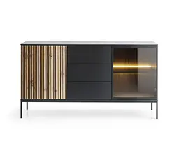 Комод з підсвіткою Perfect Home Сенто / Sento KSZ154 2-дверний з 3 шухлядами Чорний/дуб вотан (PFH-091487) - мініатюра 4