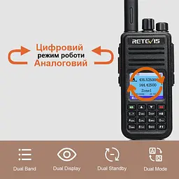 Цифрова рація з шифруванням 2-х діапазонна з аналоговим режимом 5 Ватт Retevis RT3S DMR (100891) - мініатюра 2