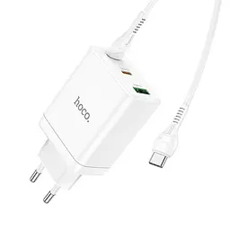 Адаптер мережевий HOCO Type-C to Type-C Cable Start three-port charger N33 набір білий - мініатюра 5