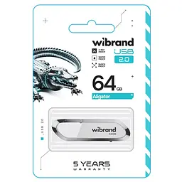 Флеш-накопичувач Wibrand USB 2.0 Aligator 64Gb білий - мініатюра 2