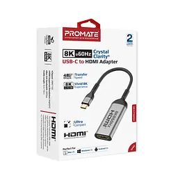 Адаптер Promate MediaLink-8K USB Type-C - HDMI (M/F) Сірий - мініатюра 5