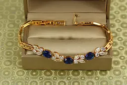 Браслет Xuping Jewelry Зіркопад з синіми каменями 19,5 см золотистий