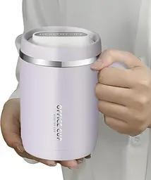 Кухоль office cup 500 мл для кави чаю з вакуумною ізоляцією нержавіюча сталь 304/PP purple grei - мініатюра 9
