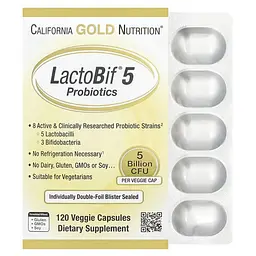 Пробіотики та пребіотики LactoBif Probiotics 5 Billion CFU 120 капсул CGN vit0005085