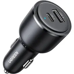 Автозарядка 2xUSB 63W (USB-C+USB-A) QC 3.0 Чорна (EC701) UGREEN (35023) - мініатюра 3