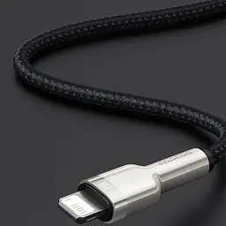 Дата кабель Baseus Cafule Metal USB to Lightning 2.4A (1m) (CALJK-A0) Black - мініатюра 3