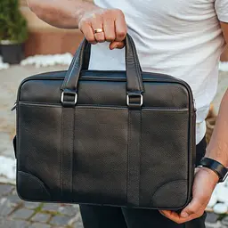 Шкіряна чоловіча сумка для документів та ноутбука чорна SL-21511 Tiding Bag - мініатюра 7