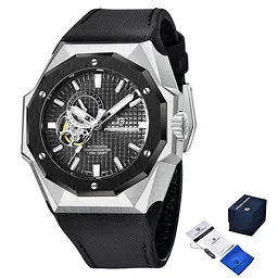 Наручний годинник чоловічий PD-YS010 Silver-Black-Black Pagani Design acs0031097