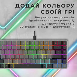 Клавіатура GamePro Red Swich Low Profile RGB USB Dark Gray дротова (MK141R) - мініатюра 6