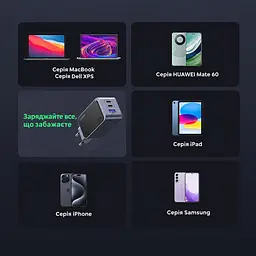Мережевий зарядний пристрій UGREEN X553 до 65 Вт 2 USB-C + USB-A PD 3.0 QC 4.0+ PPS (35042) - мініатюра 9