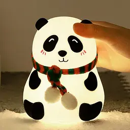 Дитячий силіконовий нічник Панда Panda Silicone Lamp LJC-142-A акумуляторний світильник іграшка для сну - мініатюра 8