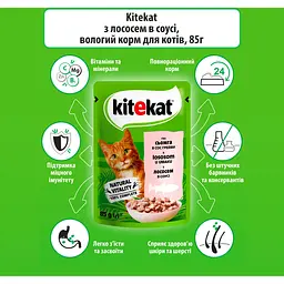 Вологий корм для котів Kitekat з лососем в соусі 85 г - мініатюра 6