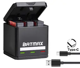 Зарядний пристрій Batmax для 3-х акумуляторів GoPro Hero 5 / 6 / 7 / 8 (AHDBT-501/AJBAT-001) - мініатюра 2