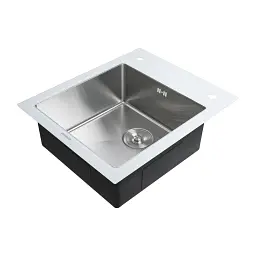 Кухонна скляна мийка Germece Handmade White Glass з нержавіючої сталі 3 мм прямокутна 60x51x20 см - мініатюра 2