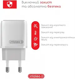 Мережевий зарядний пристрій Intaleo TCGQPD120T (1USBx3A) Білий (1283126509988) + кабель USB Type С - мініатюра 2
