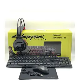 Комплект ігрової гри CYBERPUNK CP-009 4в1 RGB (Клавіатура, миша, навушники, килими)