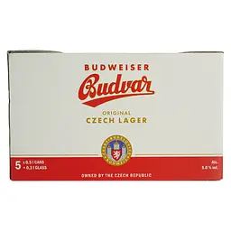 Уцінка. Набір: пиво Budweiser Budvar Original (5 шт. х 0.5 л = 2.5 л) + кухоль 0.3 л  - мініатюра 6