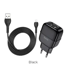 Адаптер блок Hoco Lightning cable Highway C77A комплект із кабелем чорний - мініатюра 2